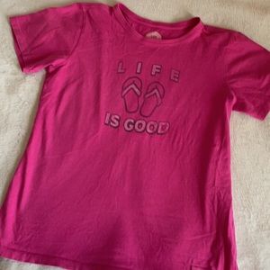 Women’s Life is Good pink flip flop T-shirt